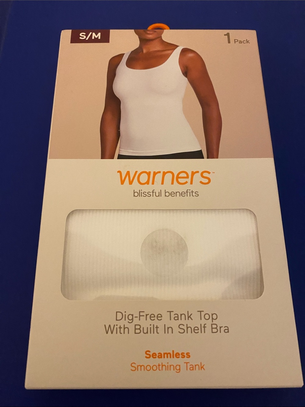 Warner's White Seamless Smoothing Tank with Built-In Shelf Bra